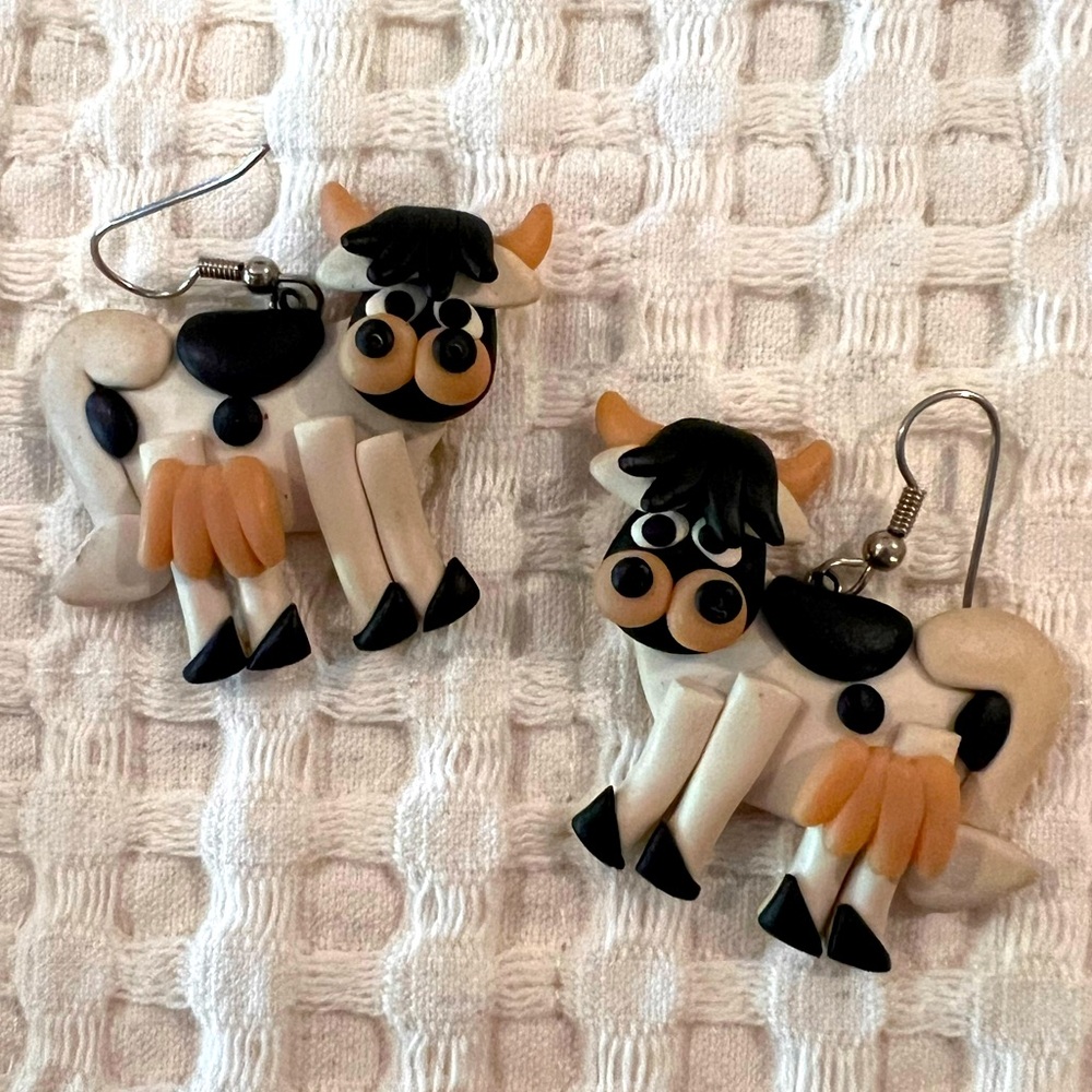 - Whimsical Cow Earrings